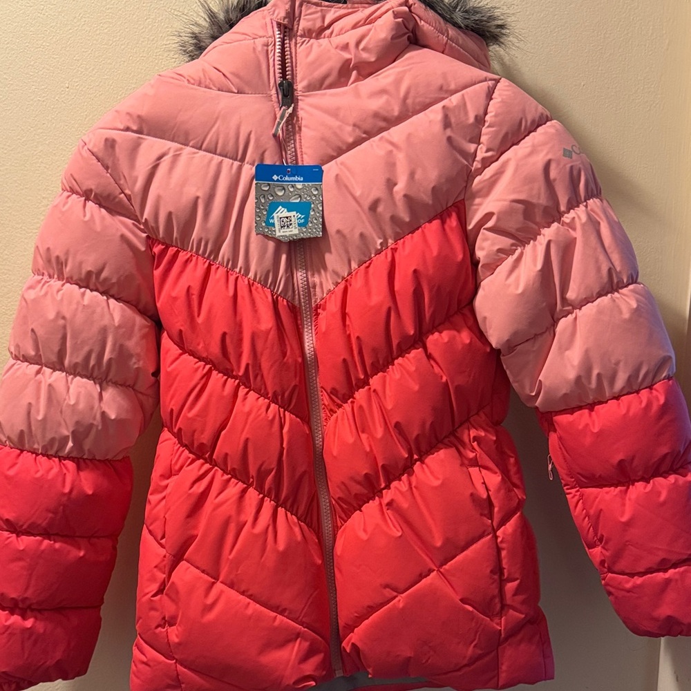 Columbia Two-Tone Pink and Red Puffer Jacket